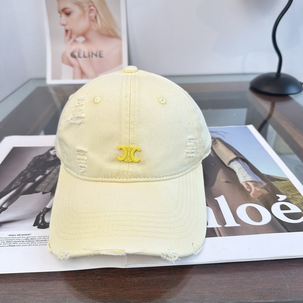 💙Celine Navy Baseball Cap, White Triomphe Embroidery Adjustable Casual Hat